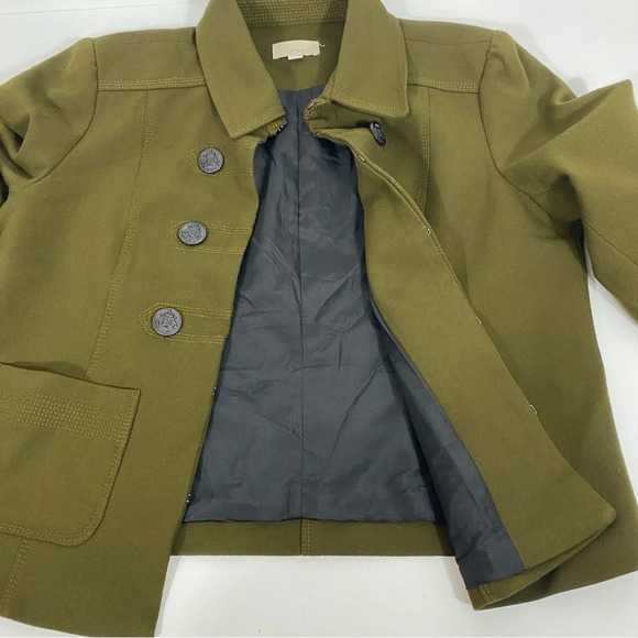 Loft Women Military Nautical Blazer Jacket Olive Green Size 12 Career Casual - Picture 3 of 11
